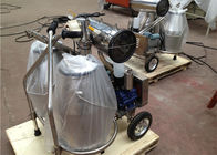 Two Buckets Mobile Milking Machine , Vacuum Pump Dairy Milking Equipment