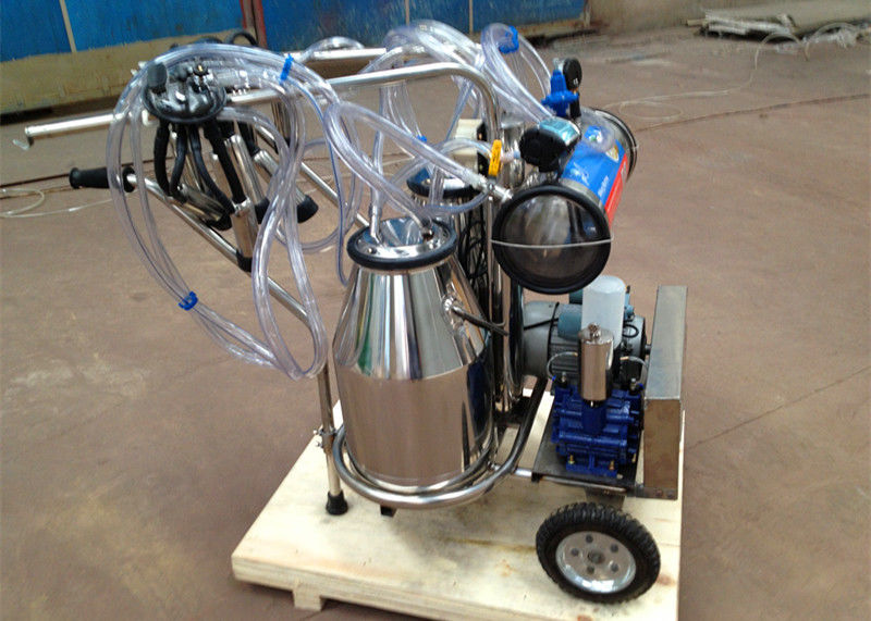 Vacuum Pump Type Dairy Plant Machinery for Cows and Goats, two buckets mobile milker